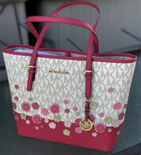 michael kors pink purse with flowers|Michael Kors purses vanilla pink.